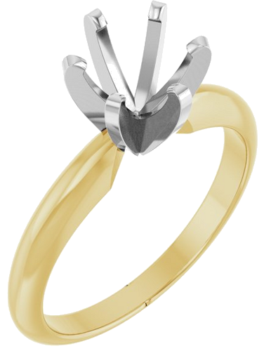 14K Yellow White 6-6.6 mm Round Heavy 6-Prong Engagement Ring Mounting (1)