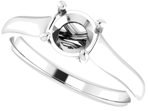 14K White 6 mm Round Solitaire Engagement Ring Mounting (5)