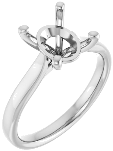 10K White 10x8 mm Oval Engagement Ring Mounting (1)