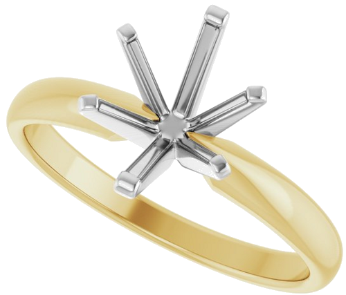 14K Yellow White 9 x 7 mm Oval Solitaire Engagement Ring Mounting (5)