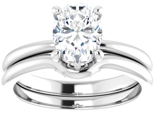 14K White 8x6 mm Oval Solitaire Engagement Ring Mounting (8)