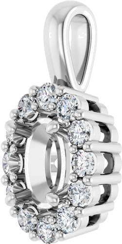 Pakabukas „Halo-Style“ 585 Baltojo Aukso Oval 6mm x 4mm (2)