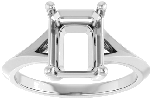 Sužadėtuvių Žiedas „Solitaire Split Shank“ 14k white gold Emerald 9mm x 7mm (3)