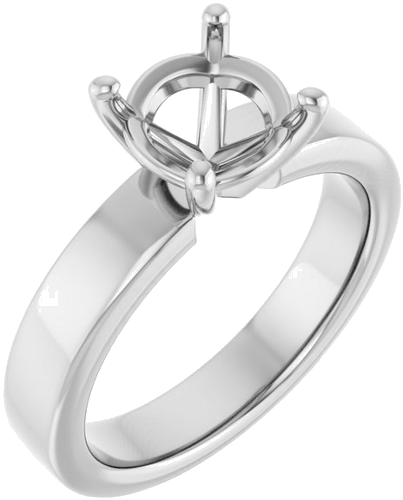 14K White 8 mm Round Solitaire Engagement Ring Mounting (1)