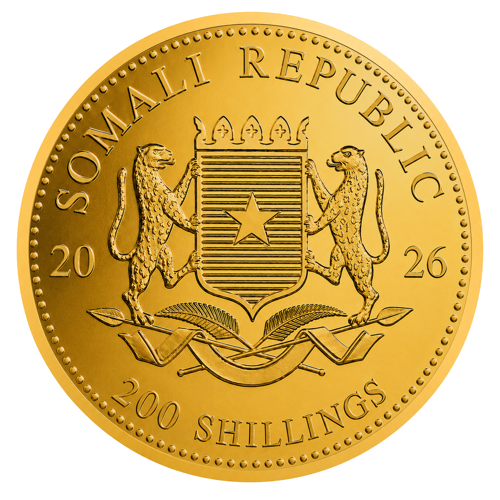 1/4 oz Слон 2026 Сомалия златна монета (2)