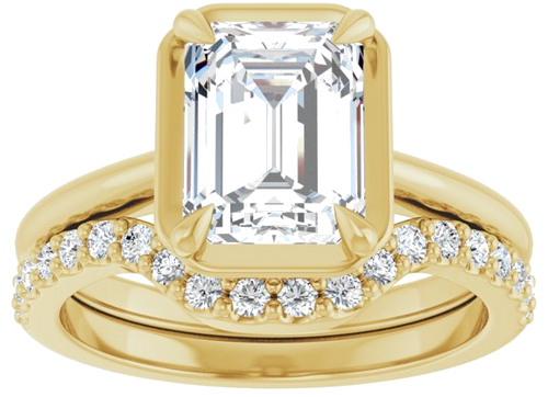 Sužadėtuvių Žiedas „Claw-Prong Solitaire Bezel-Style“ 14k yellow gold Emerald 8.5mm x 6.5mm (8)
