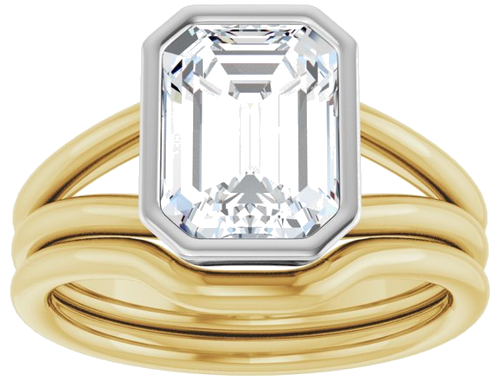 18K Yellow   White 9x7 mm Emerald Engagement Ring Mounting (8)