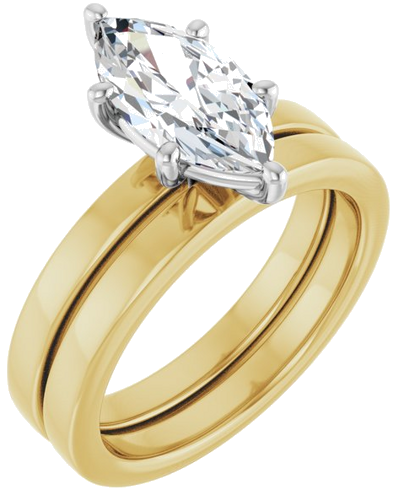 Sužadėtuvių Žiedas „Solitaire“ 14k yellow/white gold Marquise 12mm x 6mm (6)