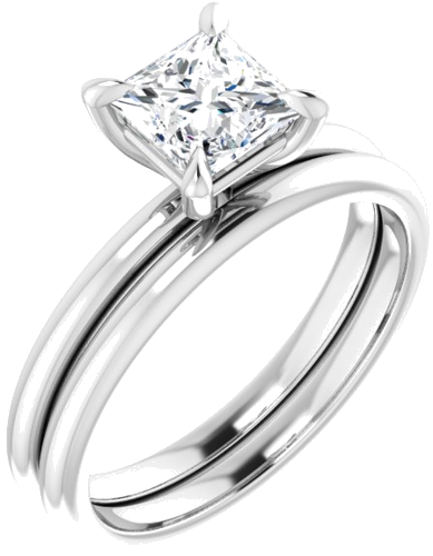 Platinum  5.5x5.5 mm Square Solitaire Engagement Ring Mounting (6)