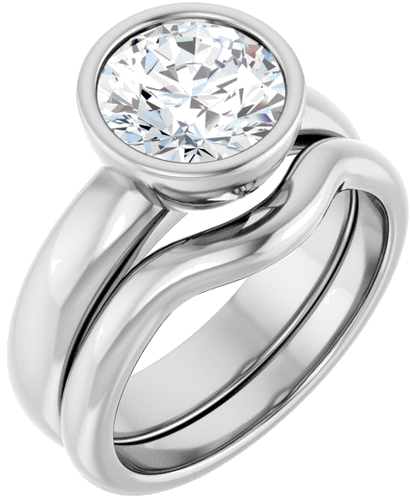 Sužadėtuvių Žiedas „Bezel-Set Solitaire“ 14k white gold Round 8.2mm (6)