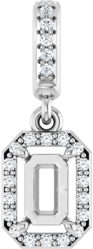 Pakabukas „Halo-Style“ 14k white gold Emerald 6mm x 4mm (1)