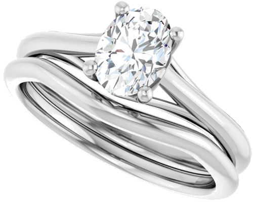 Sužadėtuvių Žiedas „Solitaire“ 585 Baltojo Aukso Oval 7mm x 5mm (10)