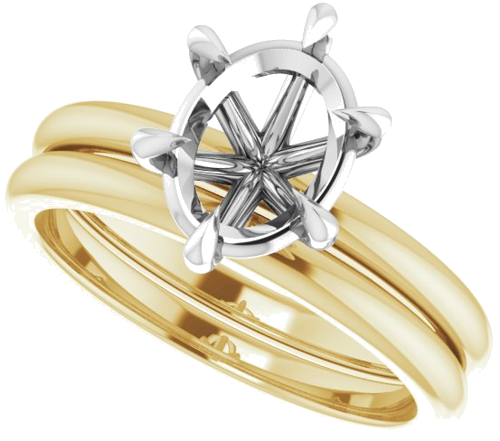 Sužadėtuvių Žiedas „Claw-Prong“ 14k yellow/white gold Oval 9mm x 7mm (10)