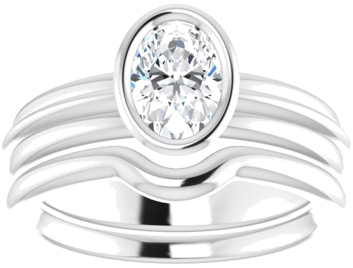 Sužadėtuvių Žiedas „Bezel-Set Solitaire“ 925 Sidabro Oval 7mm x 5mm (8)