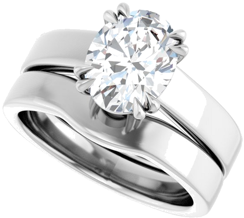 Sužadėtuvių Žiedas „Solitaire“ 585 Baltojo Aukso Oval 9mm x 7mm (10)