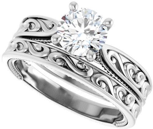 Sužadėtuvių Žiedas „Solitaire Vintage-Inspired“ 14k white gold Round 6.5mm (10)