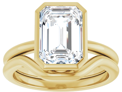 Sužadėtuvių Žiedas „Bezel-Set“ 14k yellow gold Emerald 10mm x 7mm (8)