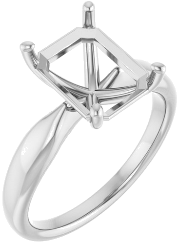 Sužadėtuvių Žiedas 14k white gold Emerald 10mm x 8mm (1)