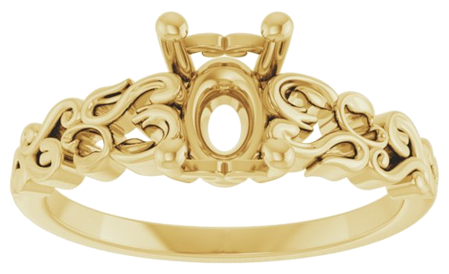 Sužadėtuvių Žiedas „Solitaire Sculptural“ 14k yellow gold Oval 8mm x 6mm (3)