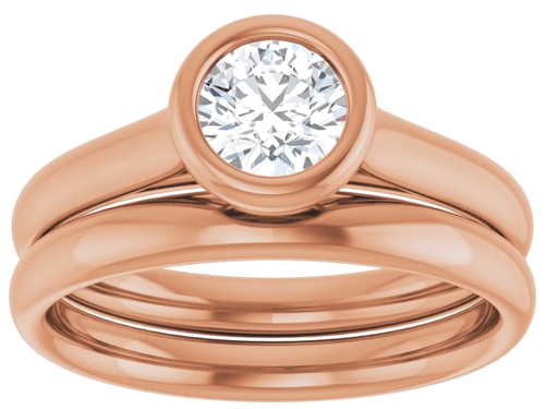 Sužadėtuvių Žiedas „Bezel-Set Solitaire“ 14k rose gold Round 5.2mm (8)