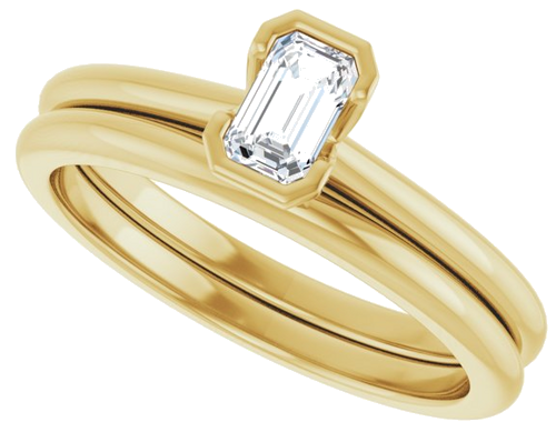 Sužadėtuvių Žiedas „Half-Bezel“ 10k yellow gold Emerald 5mm x 3mm (10)