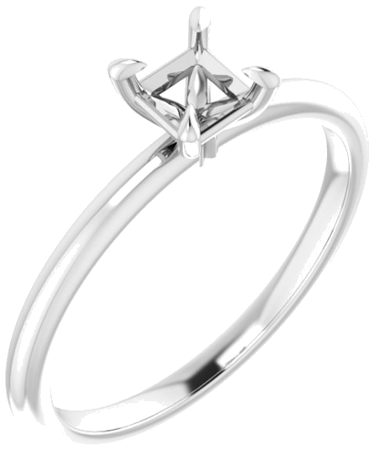 14K White  4x4 mm Square Solitaire Engagement Ring Mounting (1)