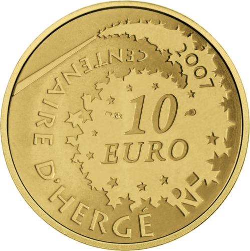 2007 Prancūzija Tintinas 10 eurų auksinė moneta (2)