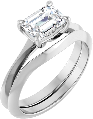 Sužadėtuvių Žiedas „Claw-Prong Solitaire“ 14k white gold Emerald 7mm x 5mm (6)