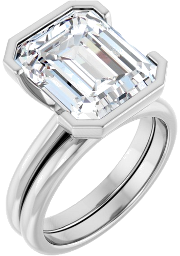 Sužadėtuvių Žiedas „Half-Bezel“ 950 Platinos Emerald 12mm x 10mm (6)