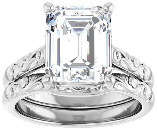 Sužadėtuvių Žiedas „Solitaire“ 14k white gold Emerald 10mm x 8mm (8)