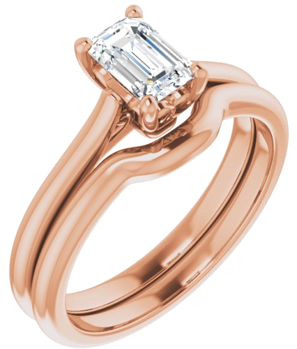 Sužadėtuvių Žiedas „Solitaire“ 14k rose gold Emerald 6mm x 4mm (6)