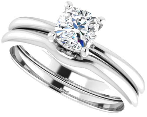 14K White 5 mm Cushion Solitaire Engagement Ring Mounting (10)