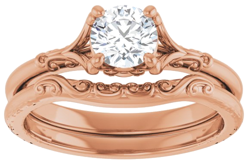 Sužadėtuvių Žiedas „Solitaire“ 585 Rožinis Aukso Round 5.2mm (8)