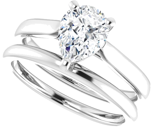 Sužadėtuvių Žiedas „Solitaire“ 585 Baltojo Aukso Pear Shape 8mm x 6mm (10)