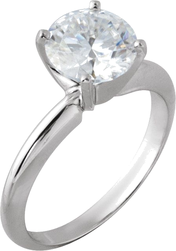 14K White 8.6-9.1 mm Round 4-Prong Heavy Solitaire Ring Mounting (3)