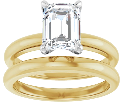 Sužadėtuvių Žiedas „Solitaire“ 585 Baltojo Ir Geltonojo Aukso Emerald 8mm x 6mm (8)