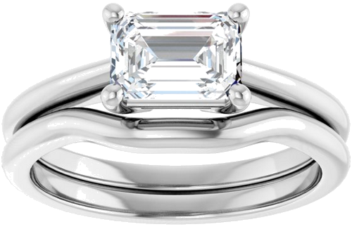 Sužadėtuvių Žiedas „Solitaire“ 585 Baltojo Aukso Emerald 7mm x 5mm (8)