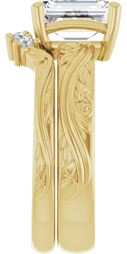 Sužadėtuvių Žiedas „Solitaire Sculptural“ 14k yellow gold Emerald 8mm x 6mm (9)