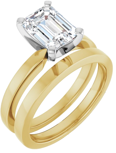 14K Yellow White 8x6 mm Emerald Solitaire Engagement Ring Mounting (6)