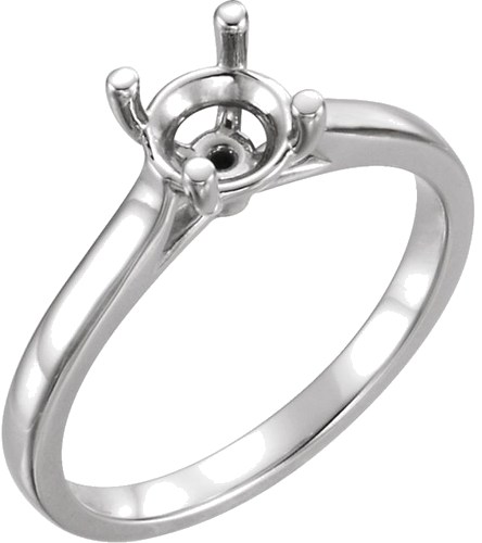 14K White 6.5 mm Round Solitaire Engagement Ring Mounting (1)