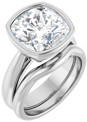 Sužadėtuvių Žiedas „Bezel-Set Solitaire“ 950 Platinos Cushion 11mm (6)