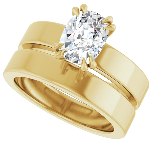 Sužadėtuvių Žiedas „Double Claw-Prong Solitaire“ 14k yellow gold Elongated Cushion 8mm x 6mm (10)