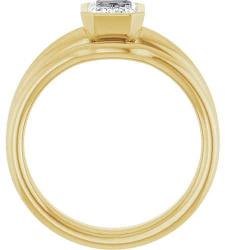 Sužadėtuvių Žiedas „Bezel-Set Solitaire“ 10k yellow gold Emerald 7mm x 5mm (7)