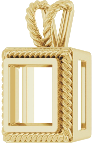 Pakabukas „Rope Bezel-Set Solitaire“ 10k yellow gold Square 8mm (2)