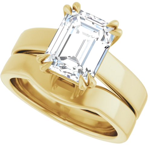 Sužadėtuvių Žiedas „Solitaire“ 417 Geltonojo Aukso Emerald 9mm x 7mm (10)