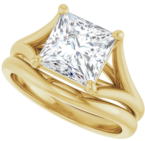 Sužadėtuvių Žiedas „Solitaire“ 10k yellow gold Square 7.5mm (10)