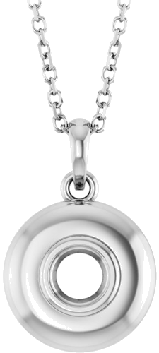 Sterling Silver 4 mm Round Bezel-Set Puffy 16-18  Necklace  Mounting (1)