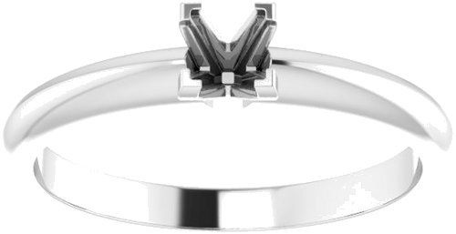 14K White 3.5 mm Square V-End 4-Prong Engagement Ring Mounting (3)