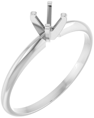 14K White 4.1 mm Round Ultra-Lightweight Solitaire Engagement Ring Mounting (1)