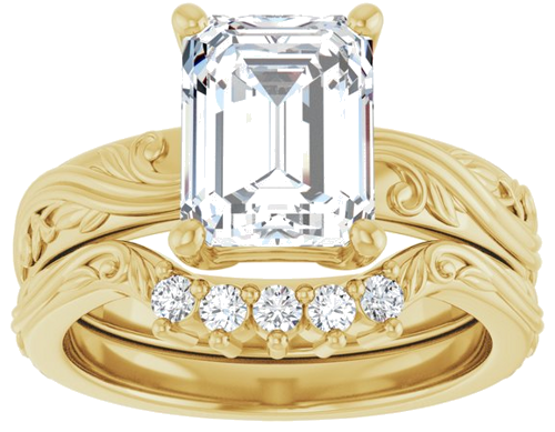 Sužadėtuvių Žiedas „Solitaire Sculptural“ 14k yellow gold Emerald 9mm x 7mm (8)